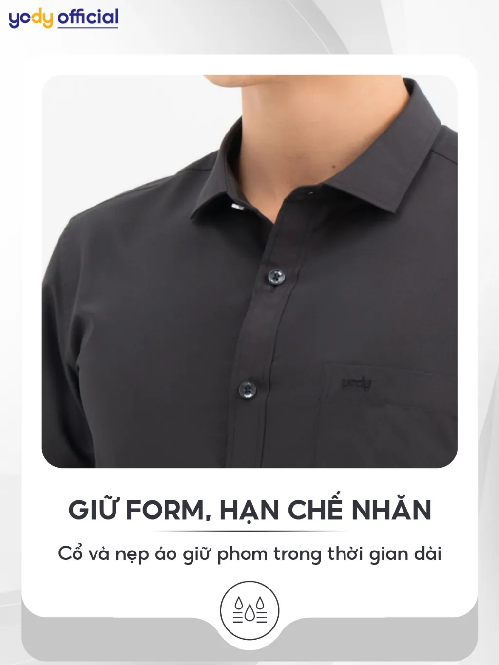 Ảnh Áo sơ mi nam YODY dài tay, có túi ngực, chất lụa nến mềm mịn, chống nhăn lịch lãm dáng slim fit SPM5005 2