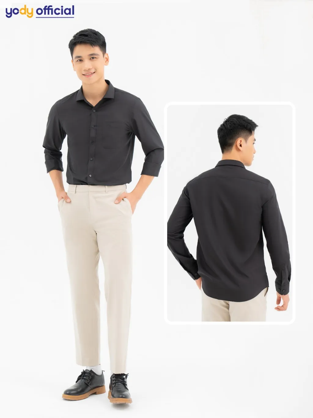 Ảnh Áo sơ mi nam YODY dài tay, có túi ngực, chất lụa nến mềm mịn, chống nhăn lịch lãm dáng slim fit SPM5005 4