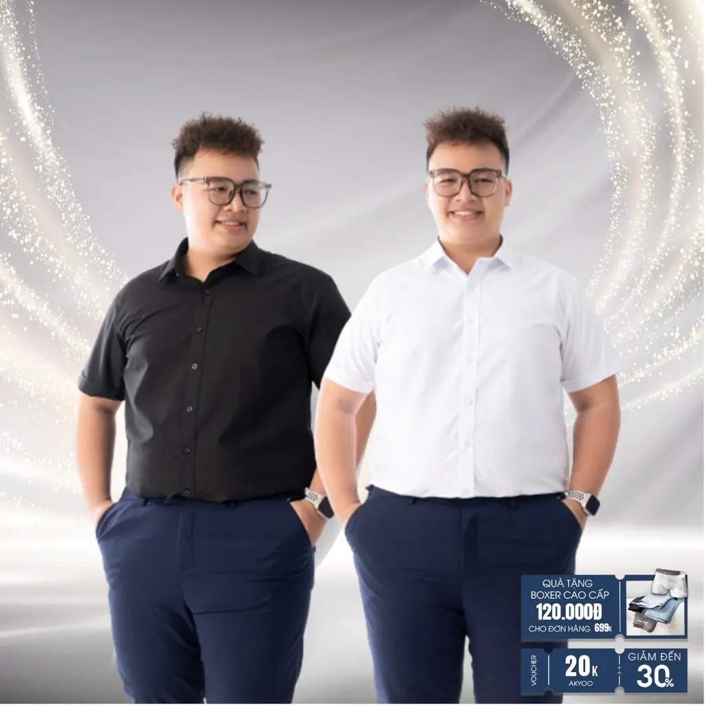 Ảnh Áo Sơ Mi Ngắn Tay Bigsize Nam 80-140kg AKYOO Cao Cấp, Không Bai Mờ, Không Gây Khó Chịu Khi Mặc -SM TAY NGAN 2