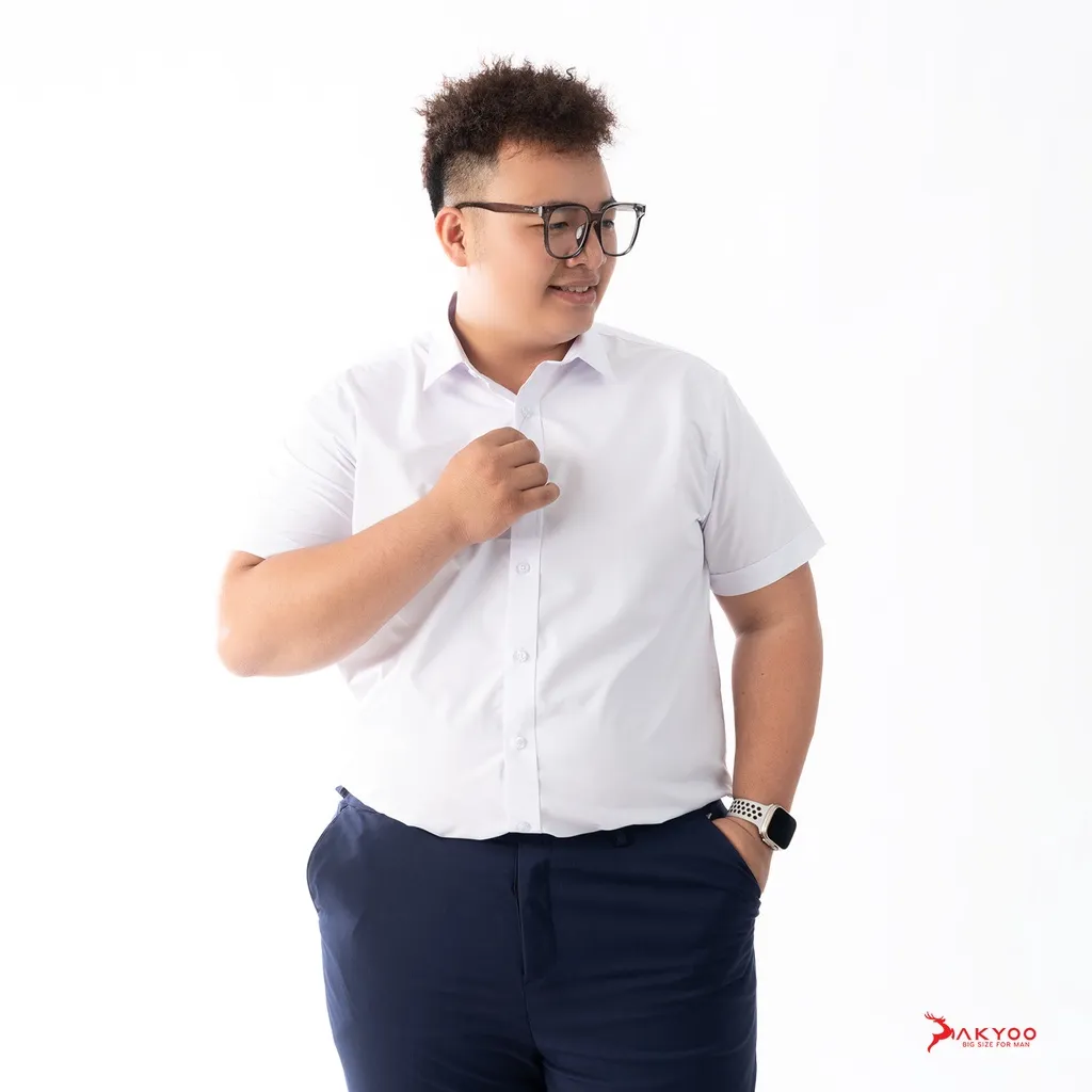Ảnh Áo Sơ Mi Ngắn Tay Bigsize Nam 80-140kg AKYOO Cao Cấp, Không Bai Mờ, Không Gây Khó Chịu Khi Mặc -SM TAY NGAN 4