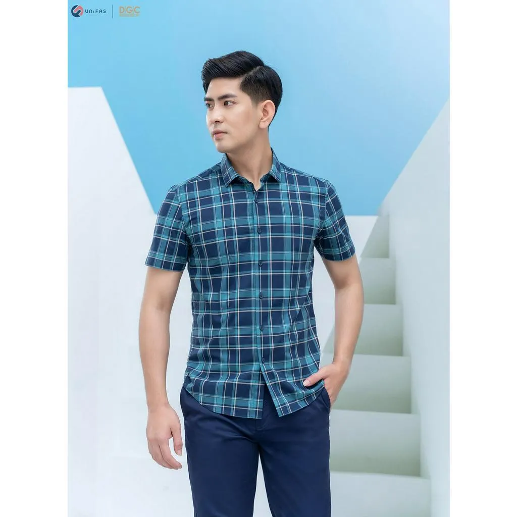 Ảnh Áo sơ mi ngắn tay DGC - SASNBC33M dáng ôm, chất liệu 100% cotton, thoáng mát, thấm hút tốt 2