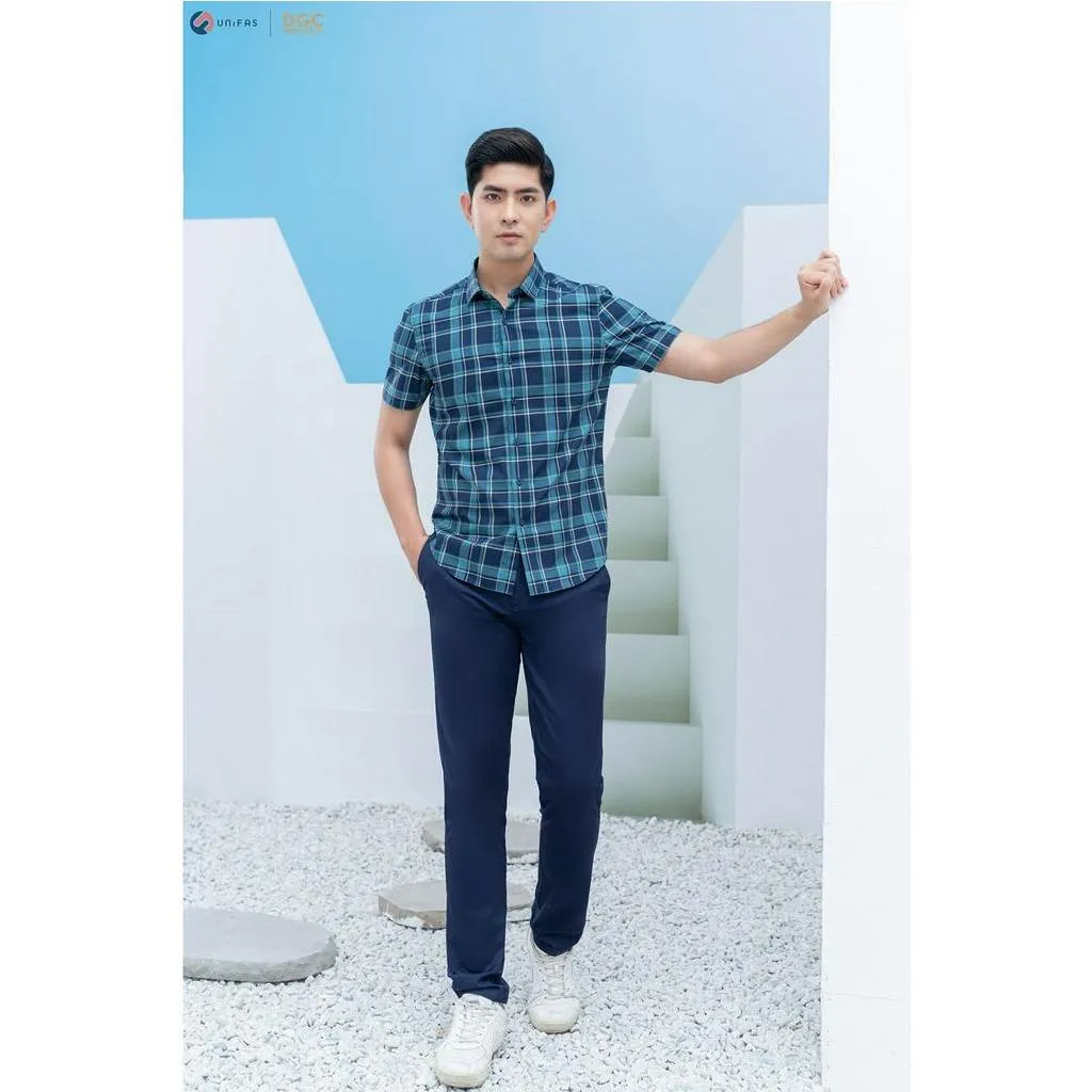 Ảnh Áo sơ mi ngắn tay DGC - SASNBC33M dáng ôm, chất liệu 100% cotton, thoáng mát, thấm hút tốt 3