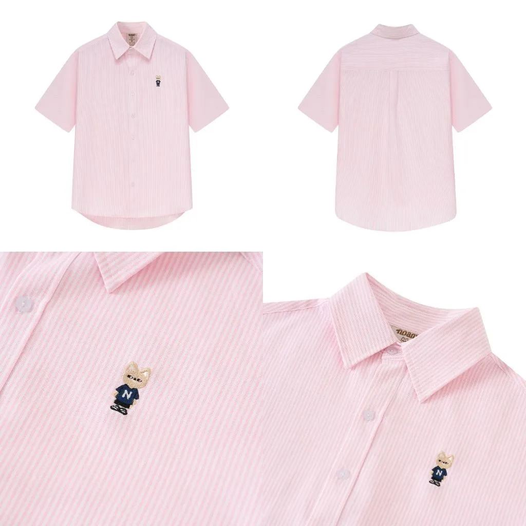 Ảnh Áo Sơ Mi Ngắn Tay Form rộng NOAM Oxford - Màu trắng/ xanh/ hồng kẻ sọc/ đỏ kẻ sọc/ xanh kẻ sọc 3