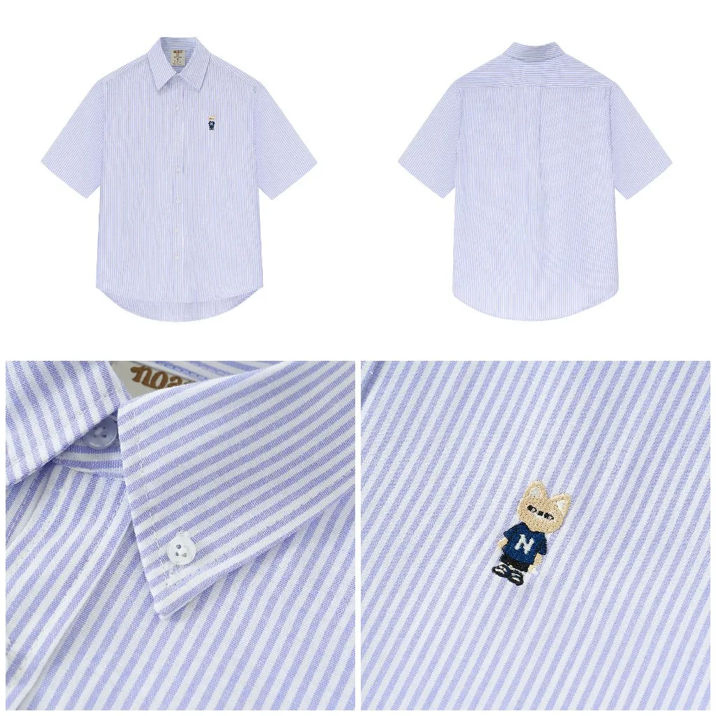 Ảnh Áo Sơ Mi Ngắn Tay Form rộng NOAM Oxford - Màu Tím/ Be/ Hồng/ Tím kẻ sọc 2