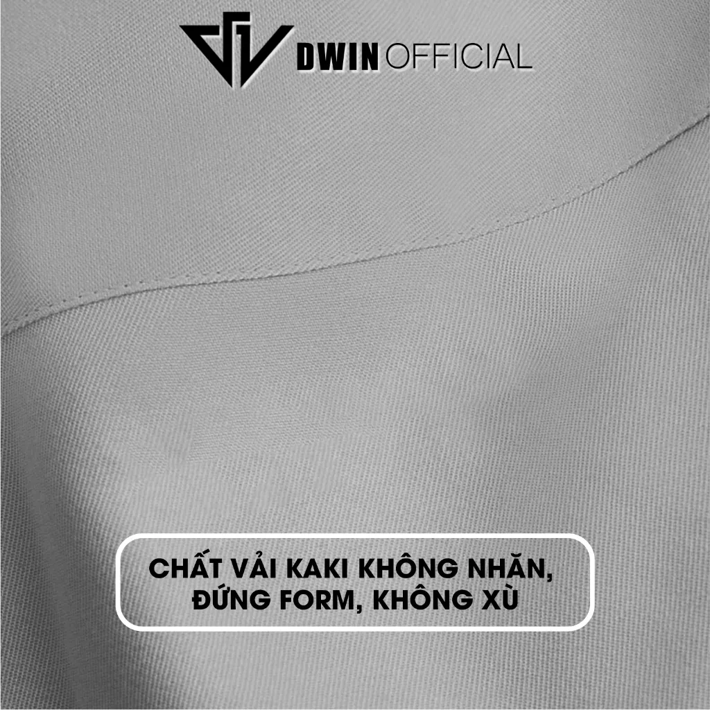 Ảnh Áo sơ mi ngắn tay nam nữ DWIN chất vải kaki cotton 300 gsm cộc basic unisex đứng form rộng 3
