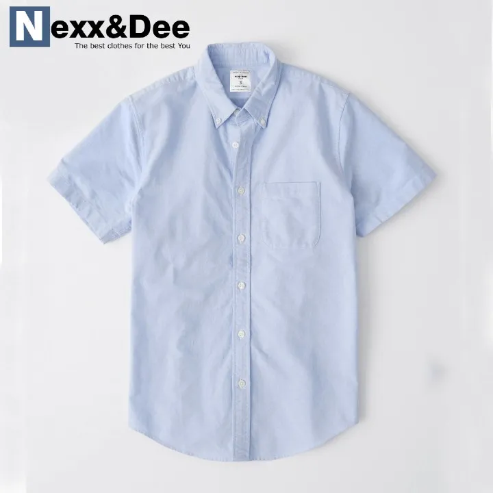Ảnh Áo sơ mi ngắn tay nam trắng công sở vải Oxford denim Nexx&Dee SM04 1