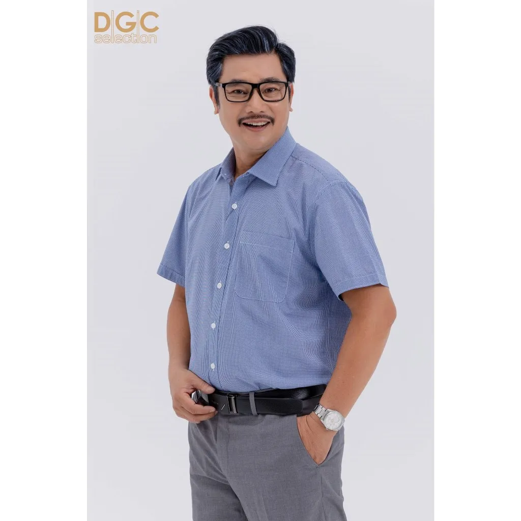 Ảnh Áo sơ mi ngắn tay nam trung niên DGCs hoạ tiết caro nhỏ SASNBC47M 1