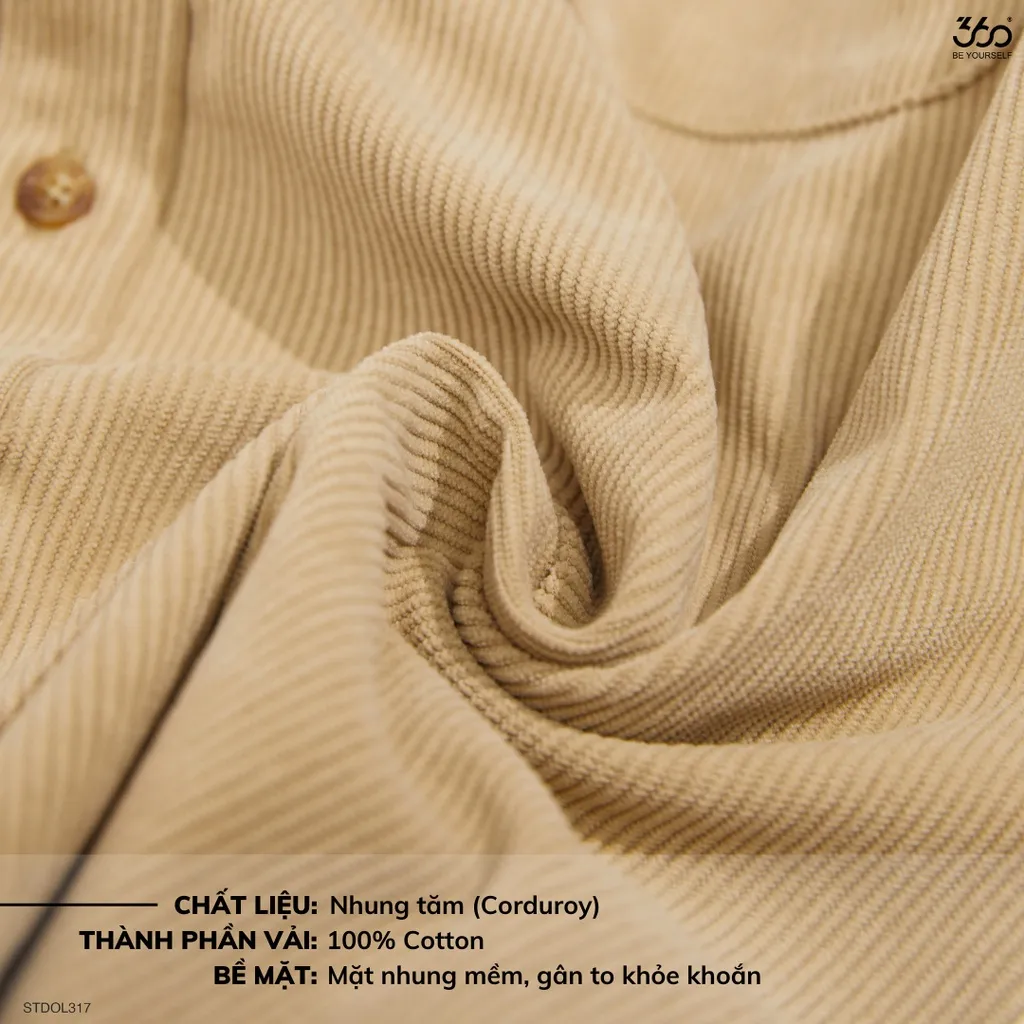 Ảnh Áo sơ mi nhung tăm nam nữ dài tay thương hiệu thời trang 360 Boutique có túi ngực - STDOL317 4