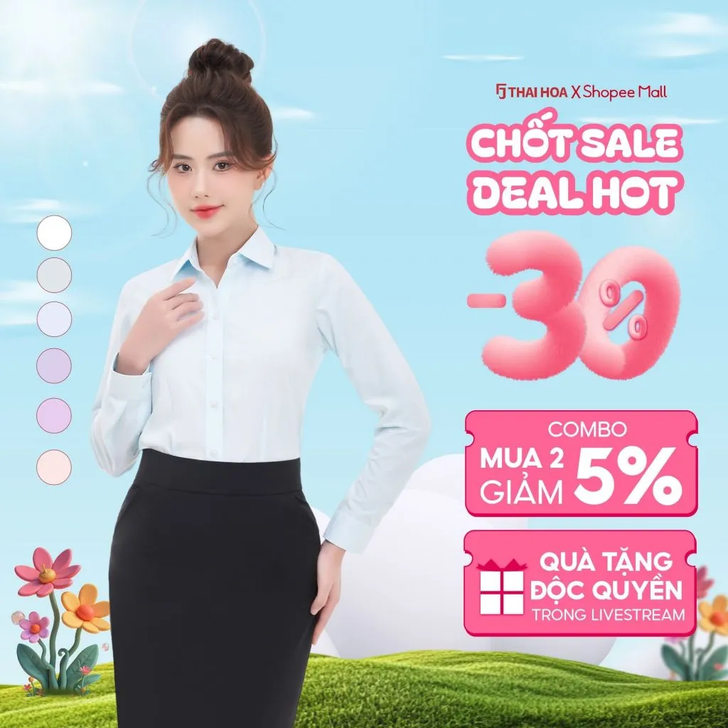 Ảnh Áo sơ mi nữ ASW0101-R04 chất liệu cotton kẻ tăm dài tay form ôm nhiều màu Thái Hòa 1