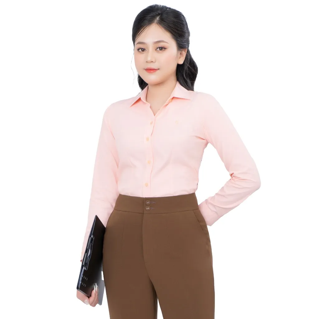 Ảnh Áo sơ mi nữ ASW0101-R04 chất liệu cotton kẻ tăm dài tay form ôm nhiều màu Thái Hòa 2