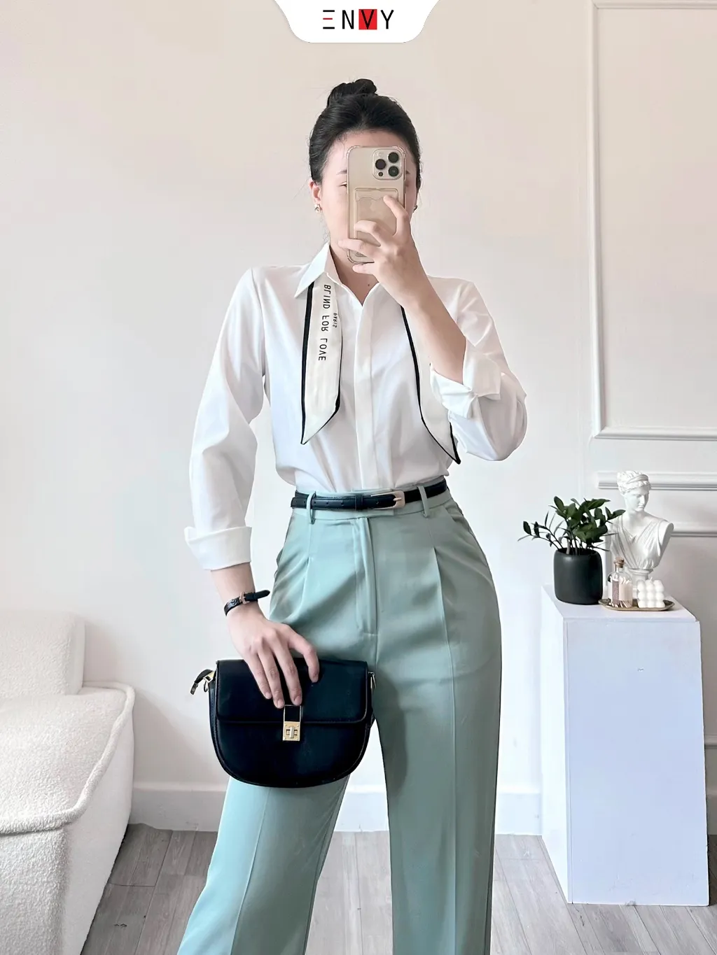 Ảnh Áo sơ mi nữ công sở ENVY S223 khuy giấu nút 3