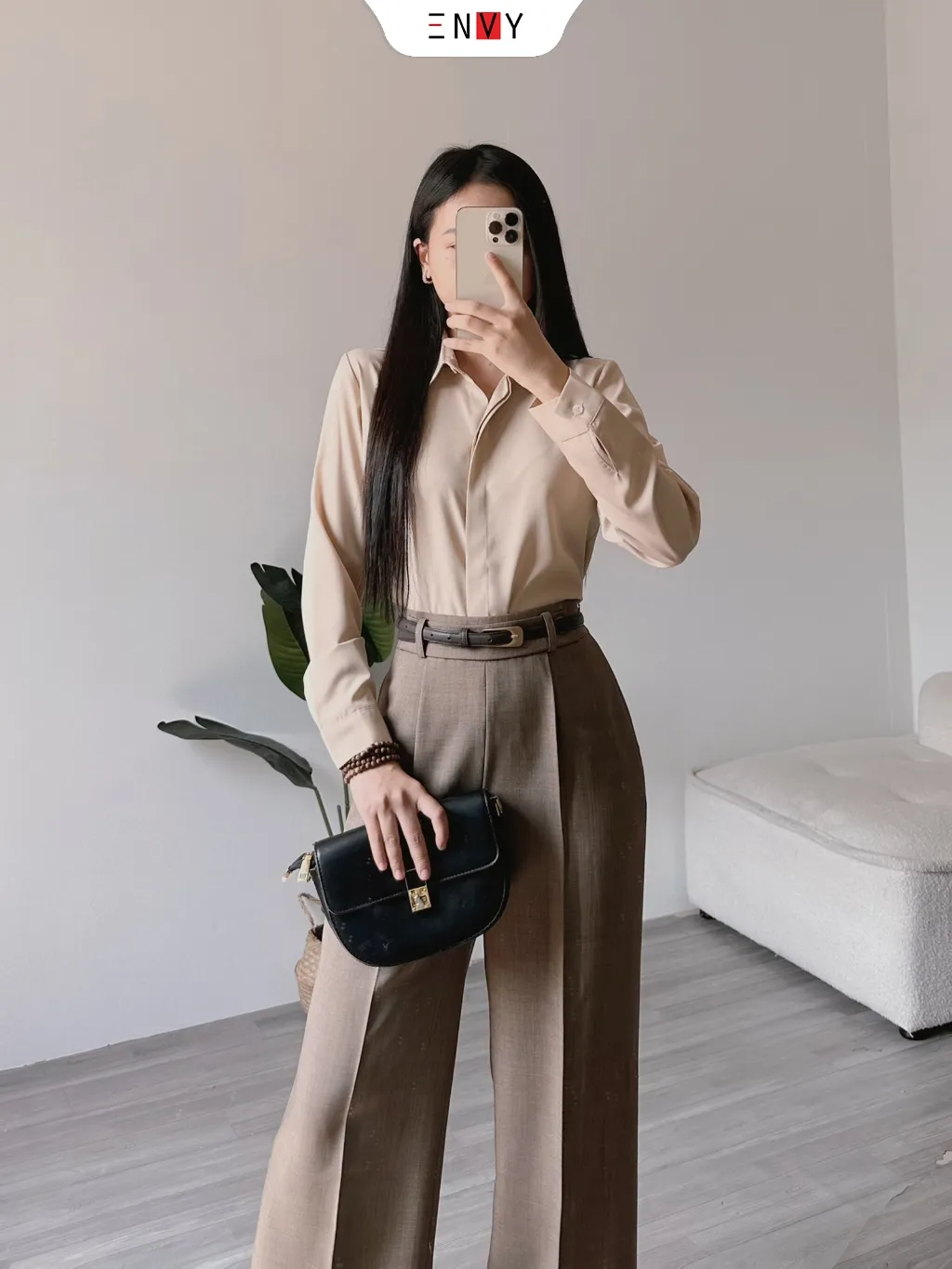 Ảnh Áo sơ mi nữ công sở ENVY S223 khuy giấu nút 4