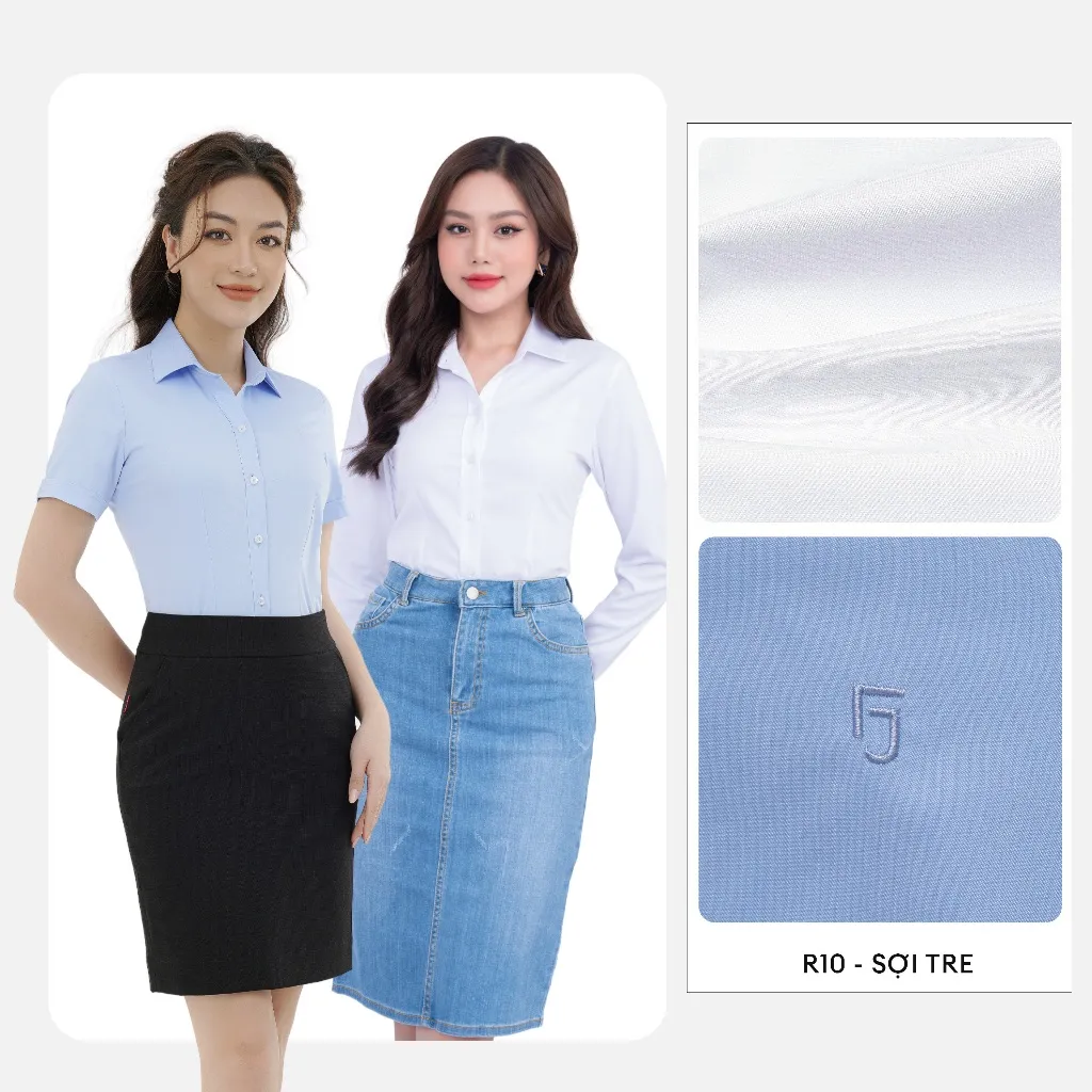 Ảnh Áo Sơ Mi Nữ Thái Hòa Đa Chất Liệu R01 Cotton, R10 Sợi tre, R09 Lụa, Họa Tiết Trơn Kiểu Ngắn Dài 1