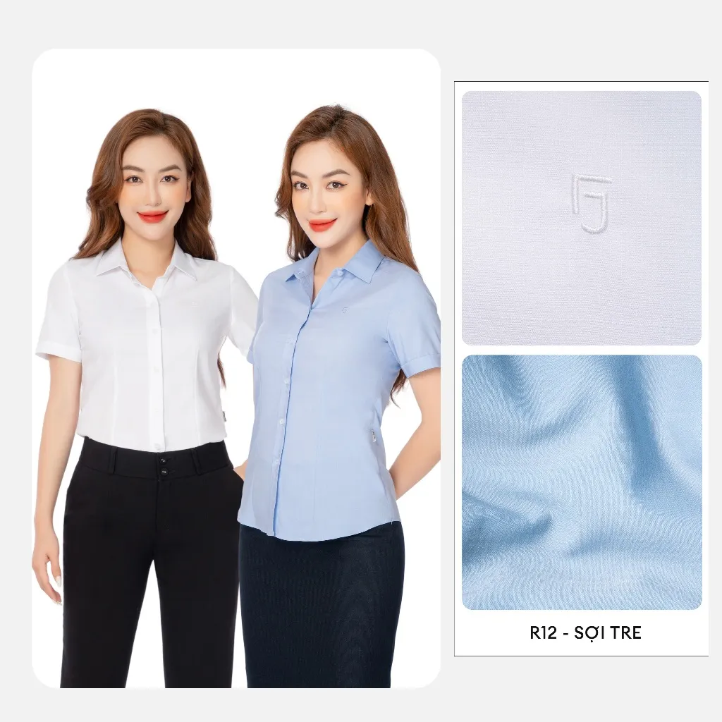 Ảnh Áo Sơ Mi Nữ Thái Hòa Đa Chất Liệu R01 Cotton, R10 Sợi tre, R09 Lụa, Họa Tiết Trơn Kiểu Ngắn Dài 2