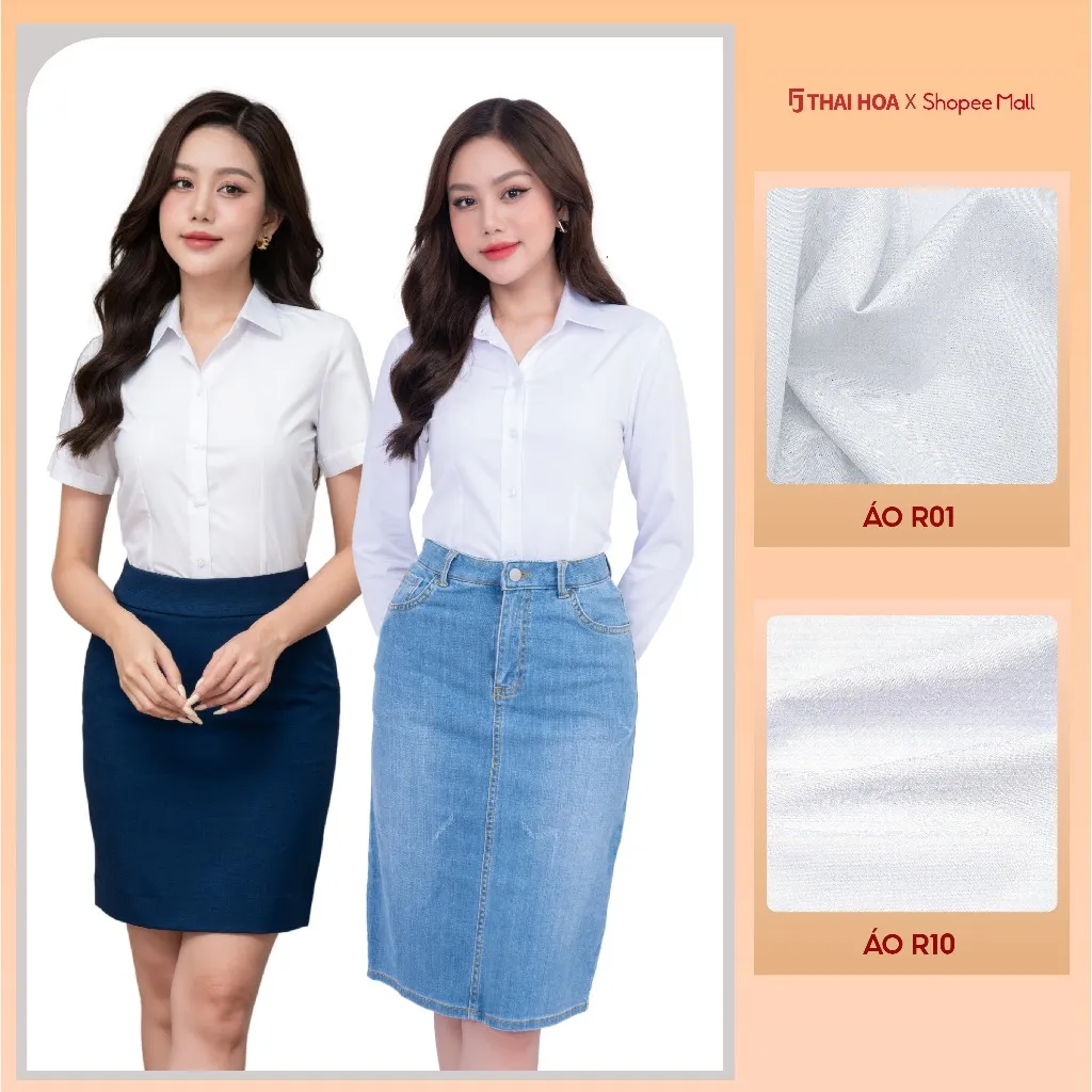 Ảnh Áo sơ mi nữ trắng đa chất liệu Thái Hòa Áo sơ mi cotton sợi tre bạc hà linen cao cấp 1