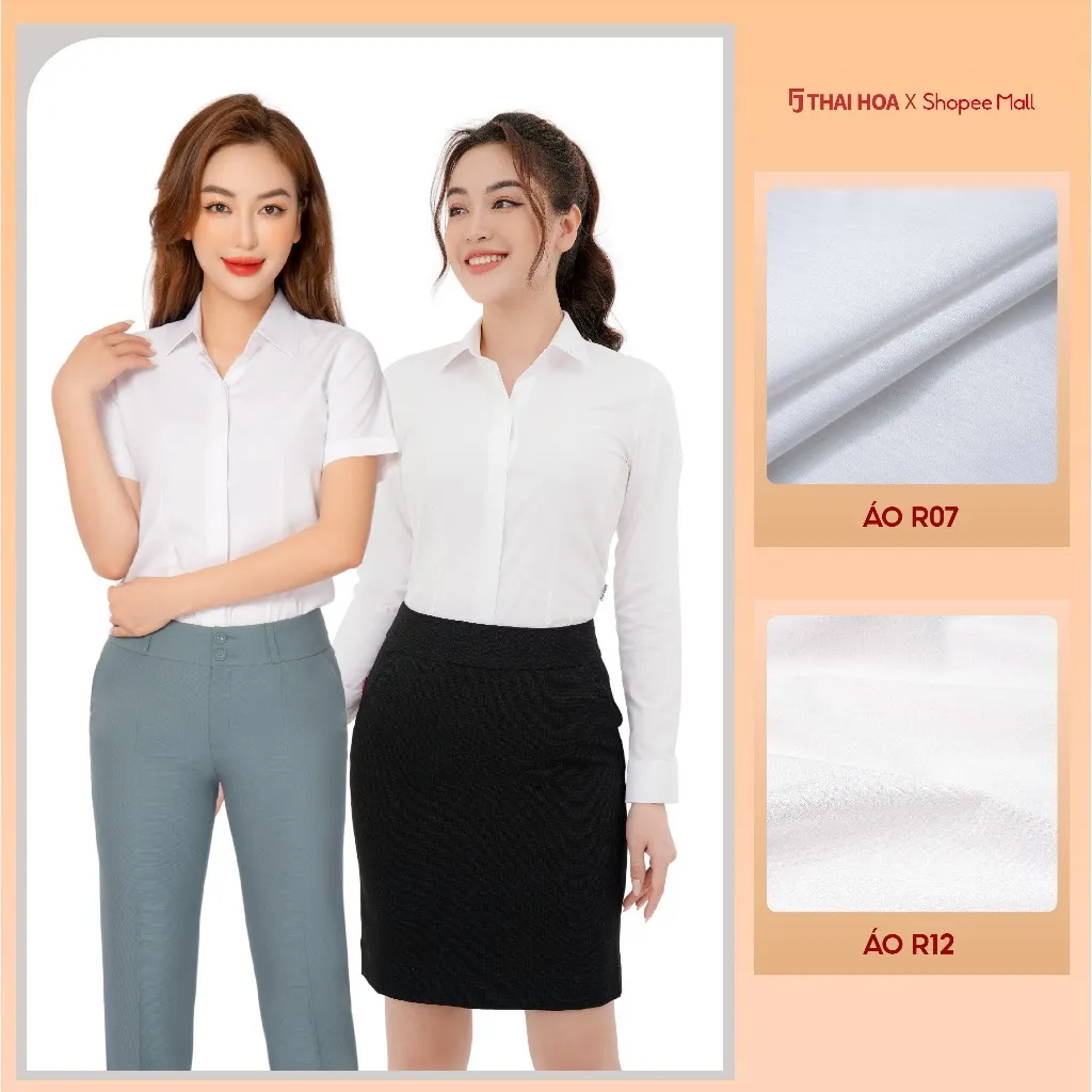 Ảnh Áo sơ mi nữ trắng đa chất liệu Thái Hòa Áo sơ mi cotton sợi tre bạc hà linen cao cấp 4