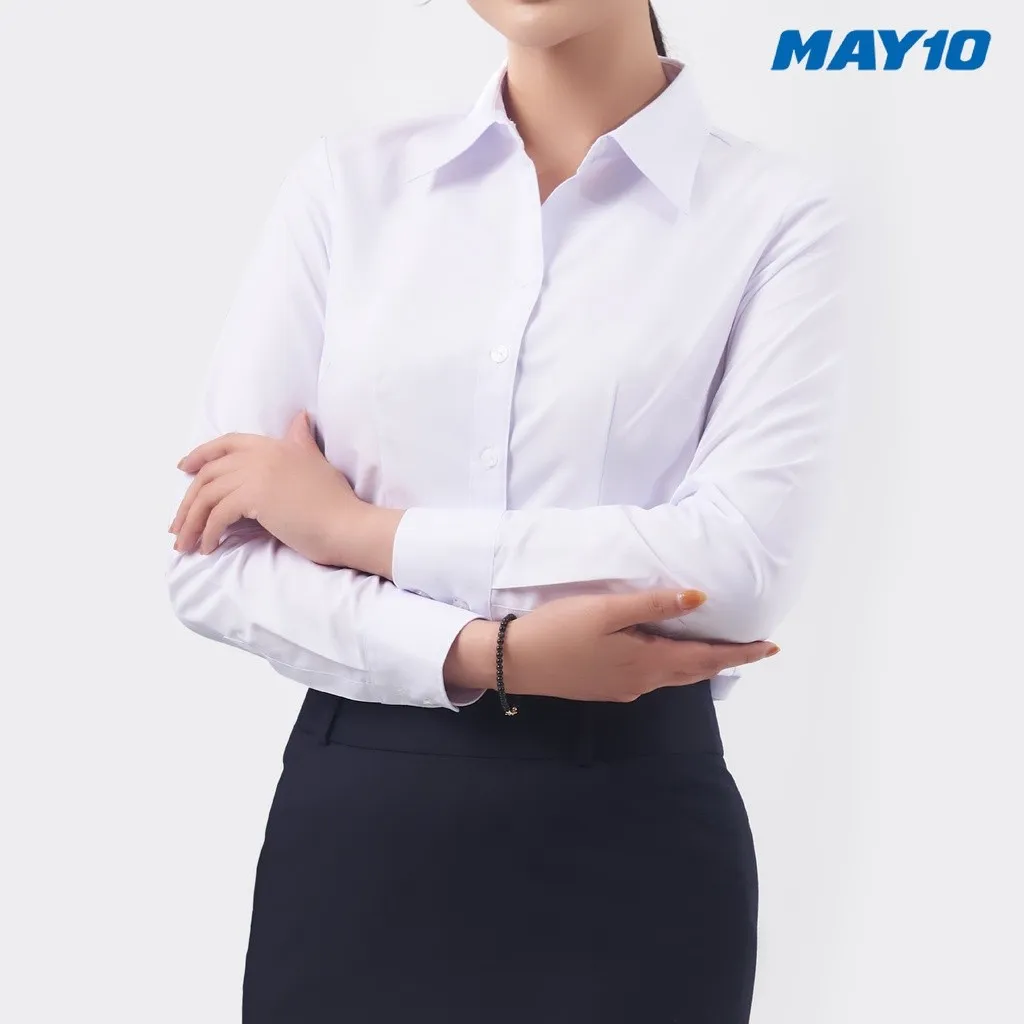 Ảnh Áo sơ mi nữ trắng May 10 màu AT049 3