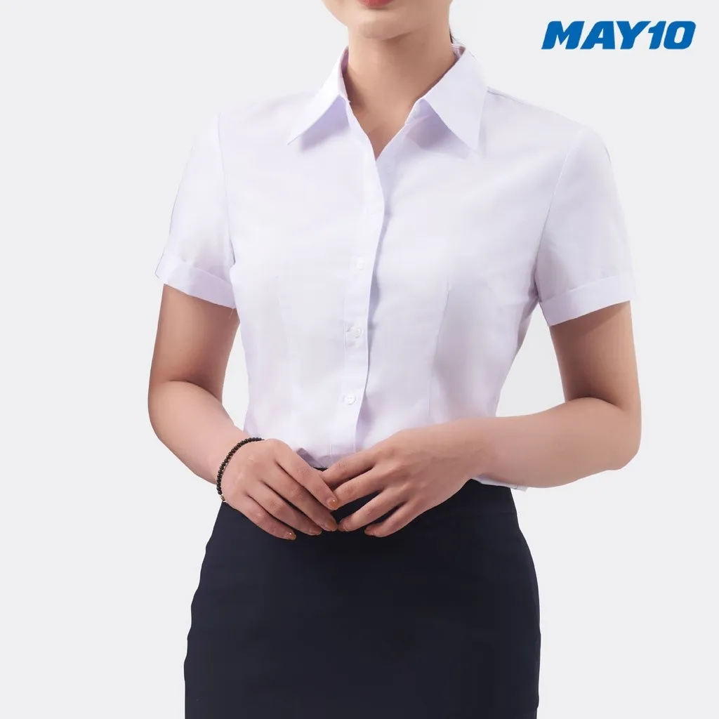 Ảnh Áo sơ mi nữ trắng May 10 màu AT049 4