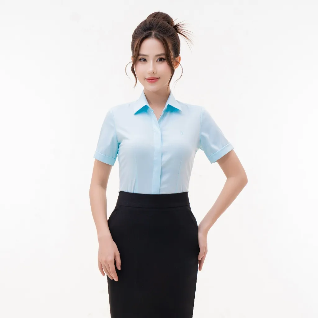 Ảnh Áo sơ mi nữ trơn 23ASW-218 chất liệu sợi tre ngắn tay cao cấp áp dụng công nghệ mới Thái Hoà 4
