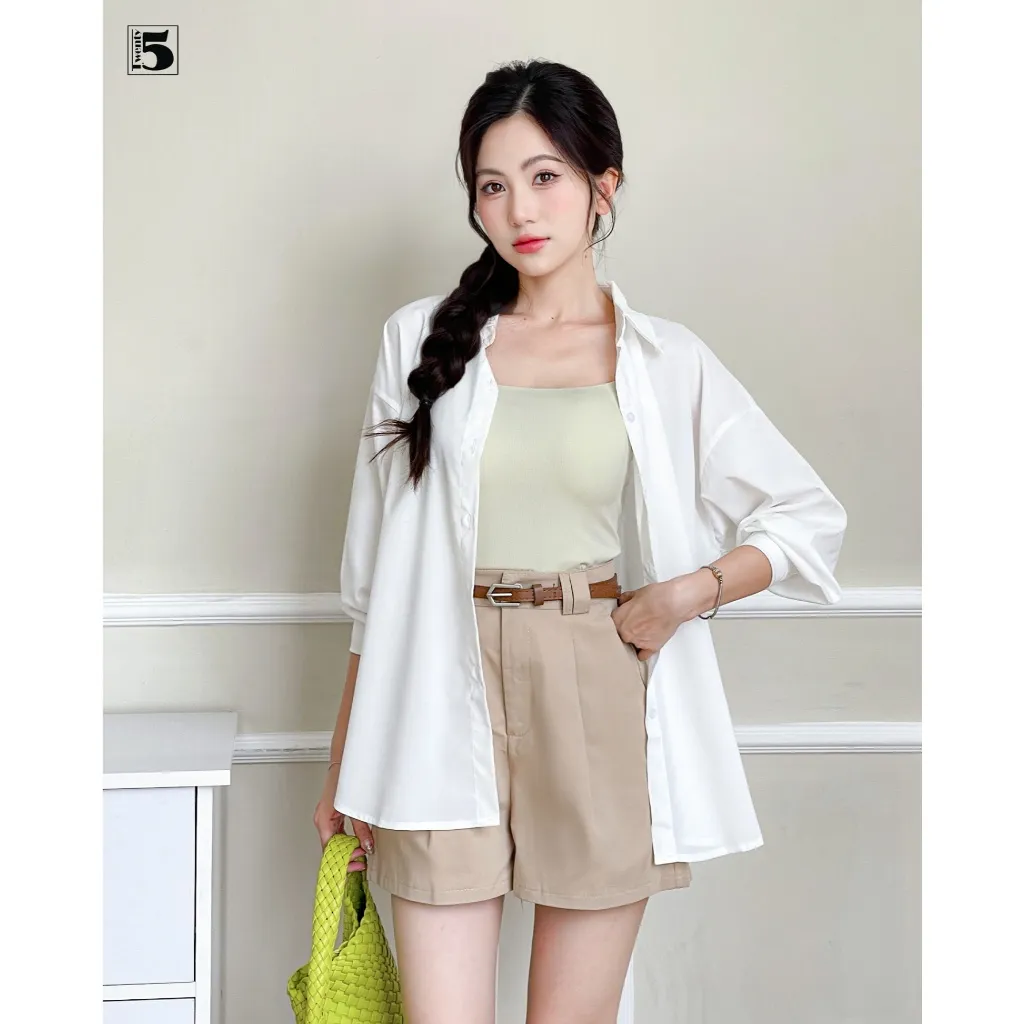 Ảnh Áo sơ mi nữ Twentyfive khoác ngoài dài tay dáng rộng oversize, nhiều màu AL14 4