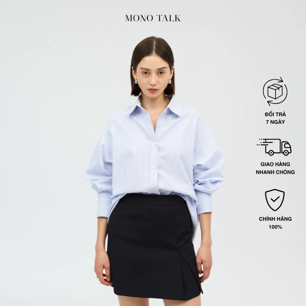 Ảnh Áo sơ mi oversized MONO TALK (kẻ sọc) chất liệu oxford T10001FT 1