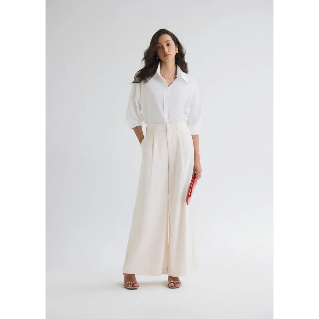 Ảnh Áo sơ mi oversized MONO TALK (trắng) vải poplin hạn chế nhăn, mềm mát T10001FT 2