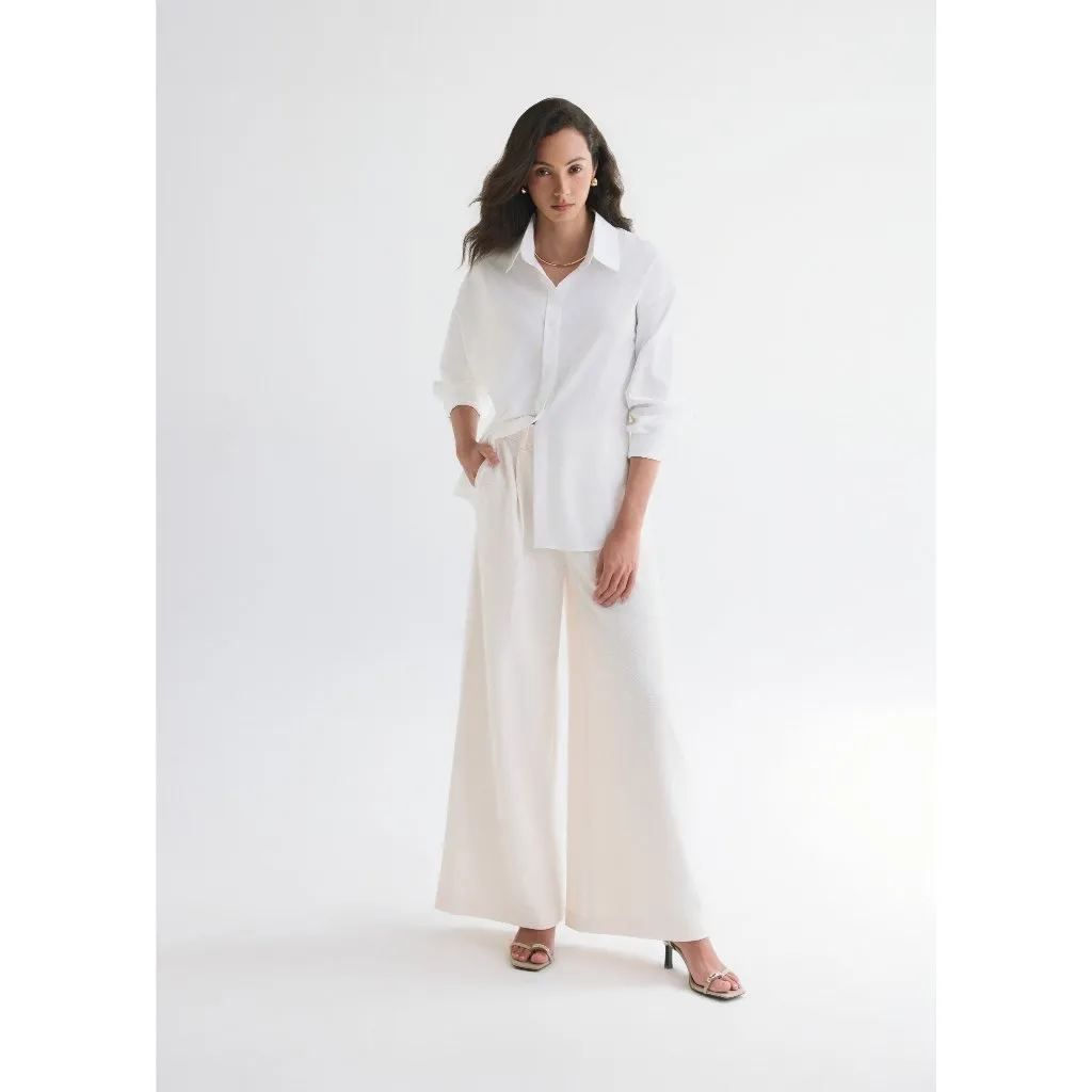 Ảnh Áo sơ mi oversized MONO TALK (trắng) vải poplin hạn chế nhăn, mềm mát T10001FT 3