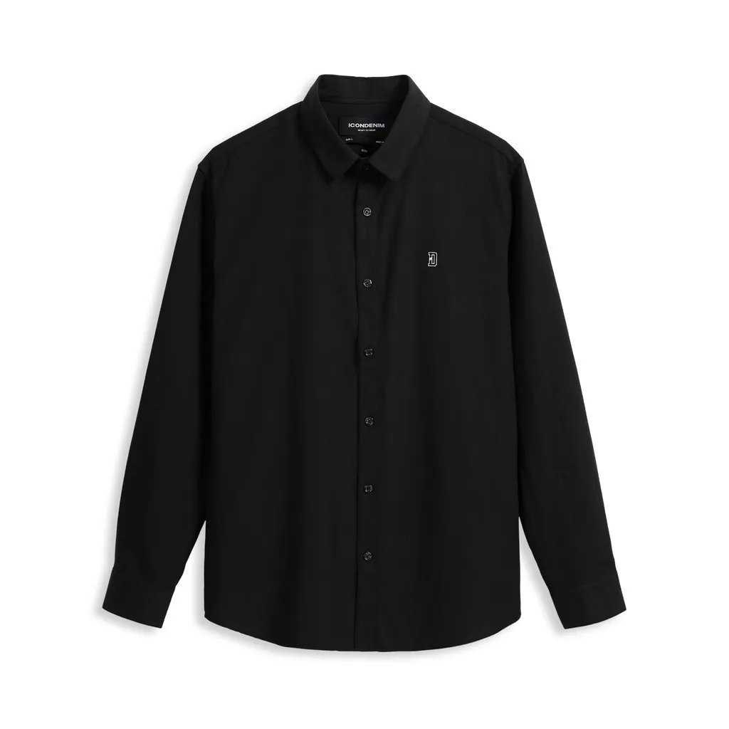 Ảnh Áo Sơ Mi Oxford Nam Tay Dài Blank Color Embroider Form Slim SMID0144 4