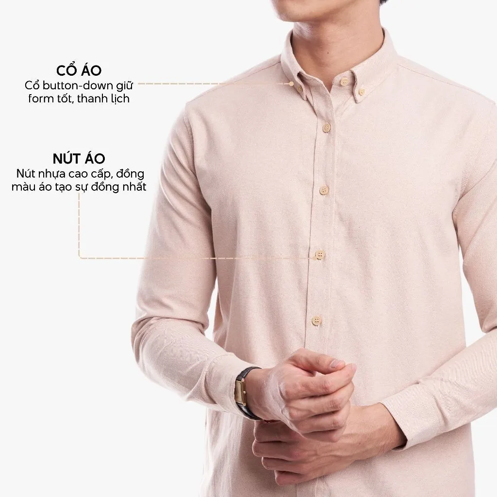 Ảnh Áo sơ mi oxford nam tay dài 4MEN SM158 cổ button down, form regular, vải trơn cao cấp đẹp dày dặn, thấm mồ hôi 4