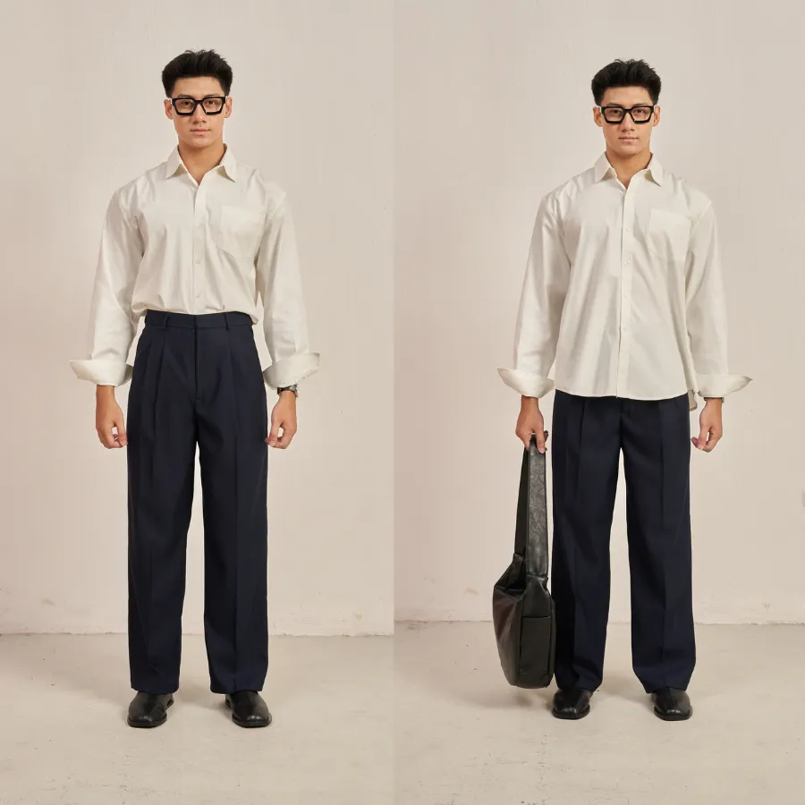Ảnh Áo sơ mi PEALO Oxford Trơn form Relax Cotton cao cấp 2