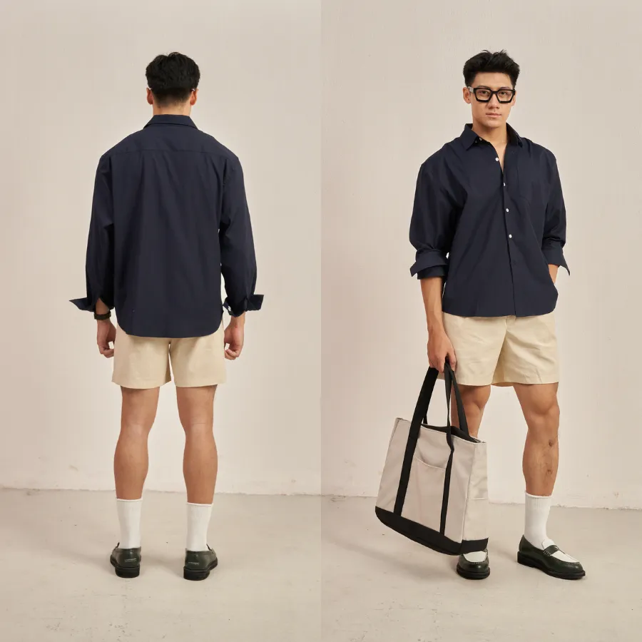 Ảnh Áo sơ mi PEALO Oxford Trơn form Relax Cotton cao cấp 3