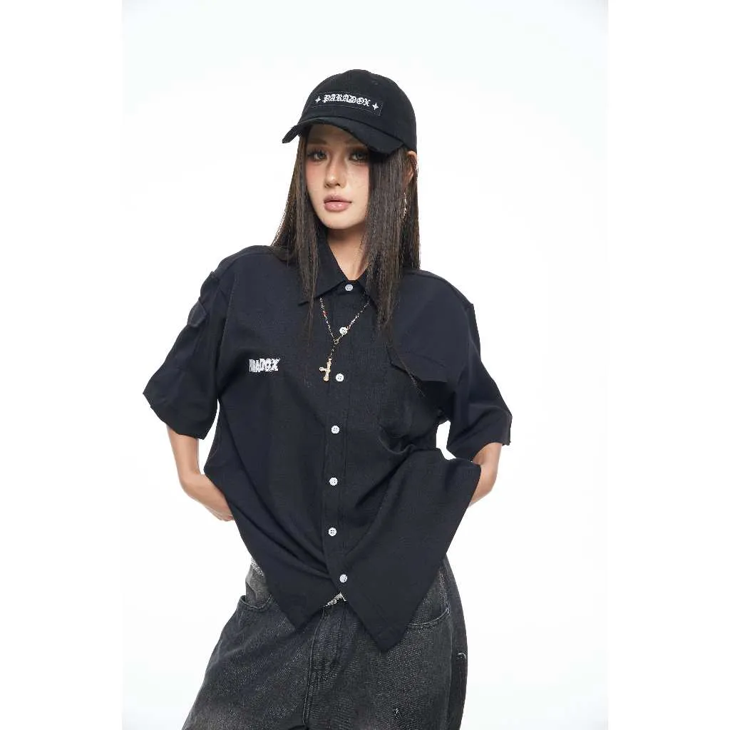 Ảnh Áo sơ mi POCKETY SHIRT Cotton lạnh Màu Trắng, Đen PARADOX SM5V0302 1