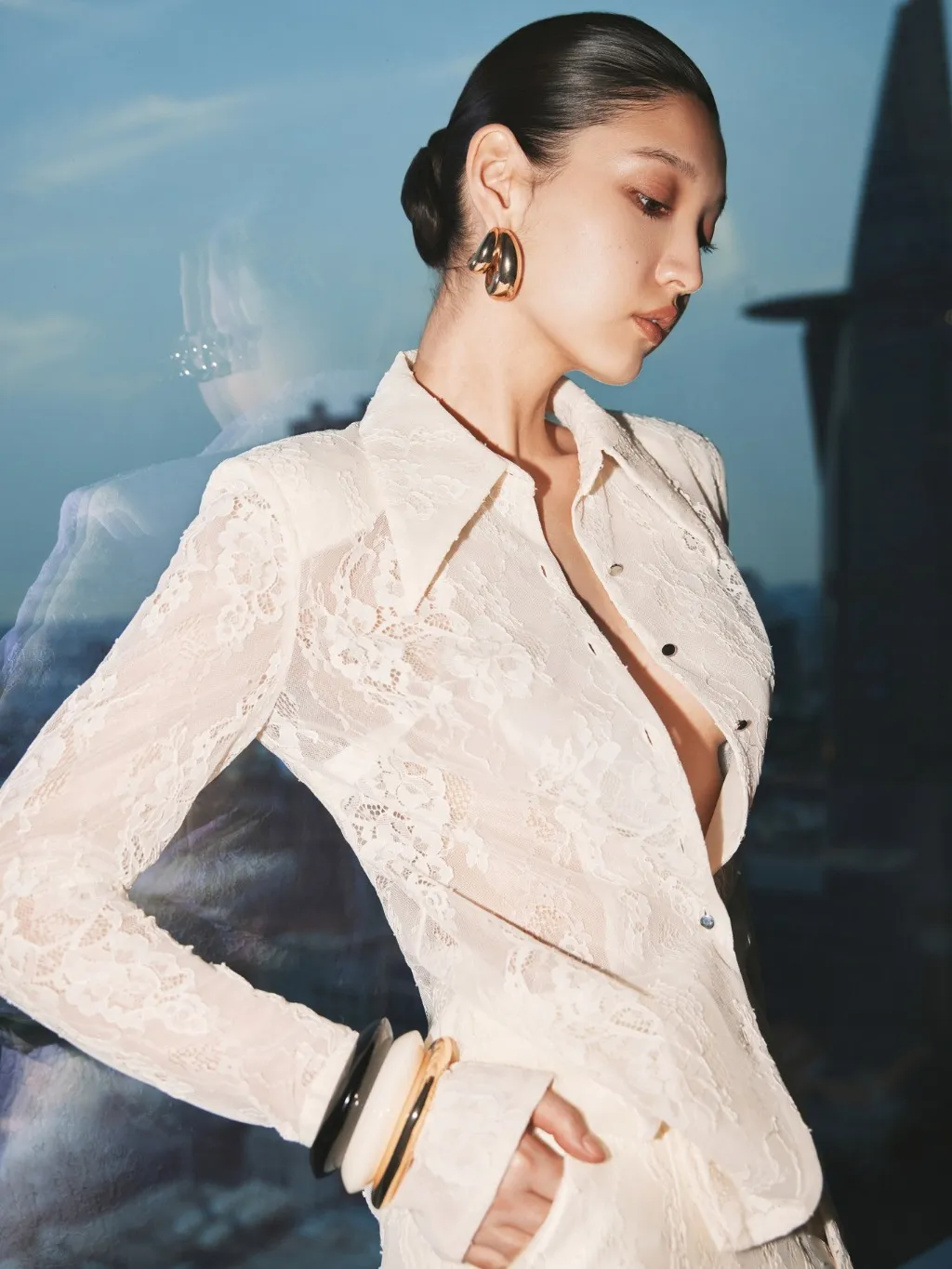 Ảnh Áo sơ mi ren organza Sienna Shirt HUONG BOUTIQUE HBSM1174 4