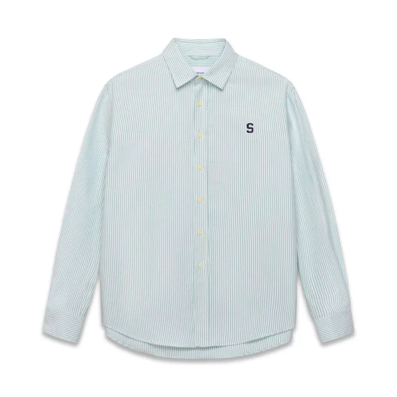 Ảnh Áo sơ mi SilenceStandard Premium Oxford Shirt Logo S thêu/ kẻ xanh lá cây [SO02] 1
