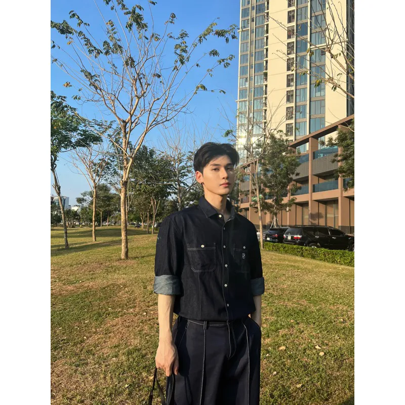 Ảnh Áo sơ mi SilenceStandard Premium Denim Logo S [SB02] 3