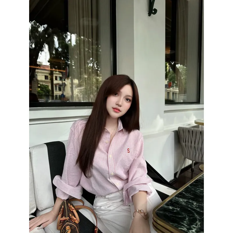 Ảnh Áo sơ mi Silencestandard Premium Oxford Shirt Logo S thêu/ kẻ đỏ [SO02] 3