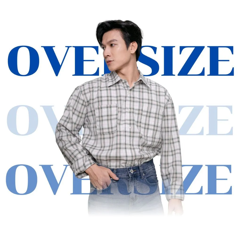 Ảnh Áo Sơ Mi Tay Dài AKUBA form oversize, họa tiết kẻ sọc basic, chất vải bền đẹp | 01J0590 4