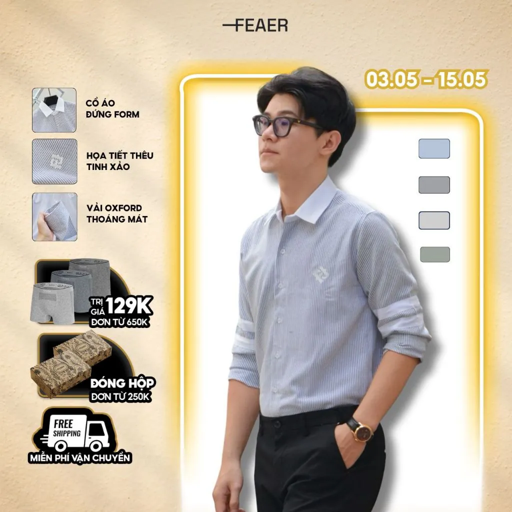 Ảnh Áo sơ mi tay dài BOISE chất liệu Oxford Line, trẻ trung, thanh lịch - FEAER 1