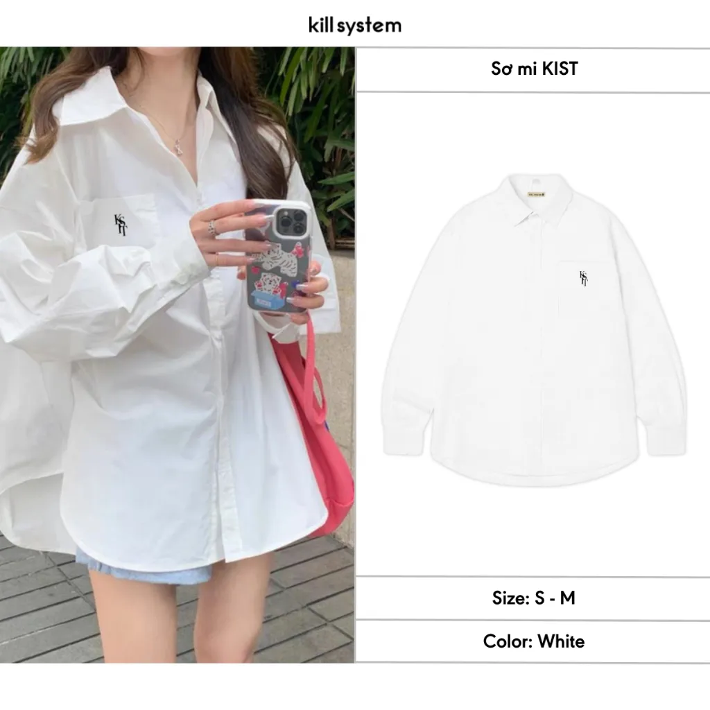 Ảnh Áo sơ mi tay dài Kill System thêu logo KIST màu trắng 1