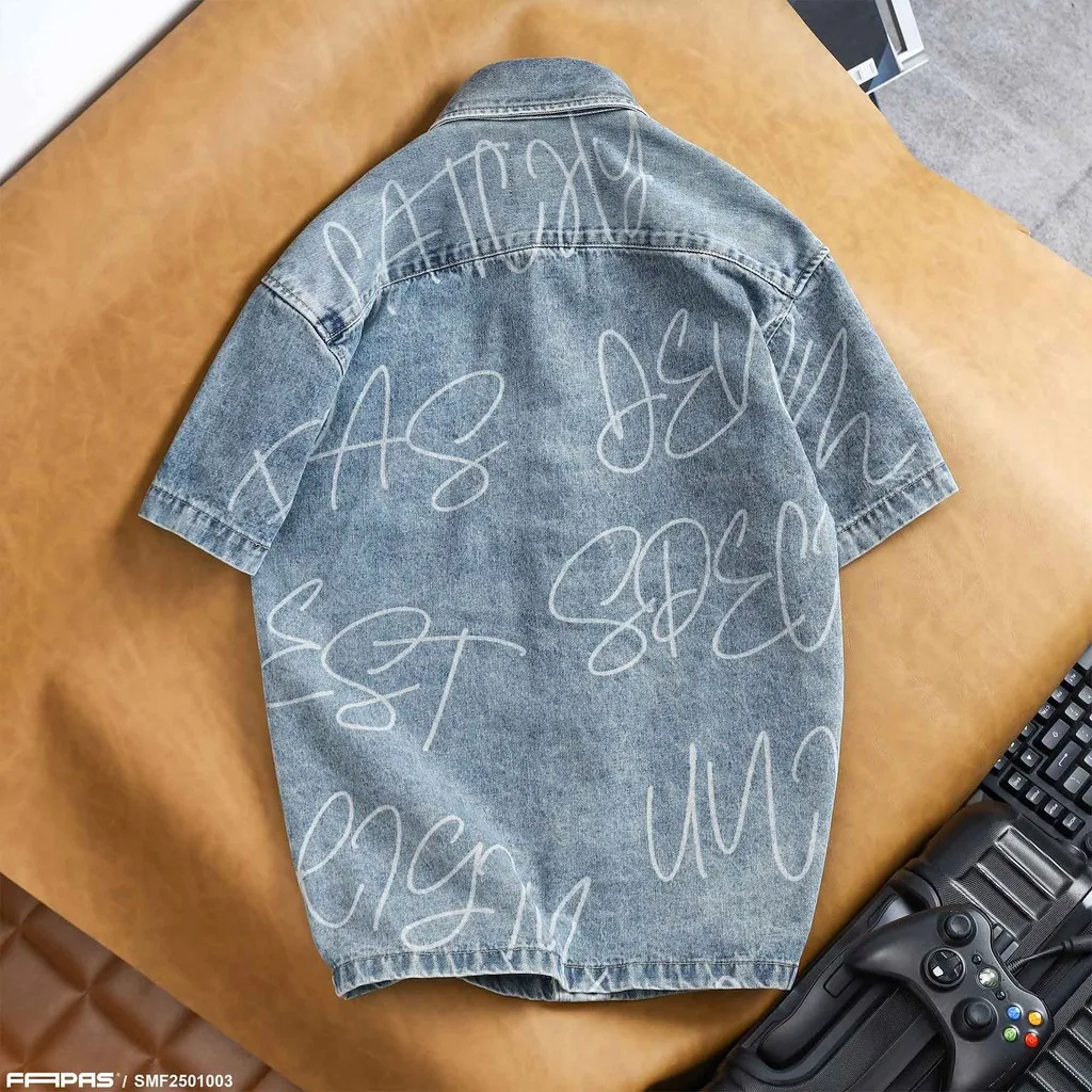 Ảnh Áo Sơ Mi Tay Ngắn Nam Ago Chất Liệu Jean Form Relaxed Chính Hãng Fapas 1