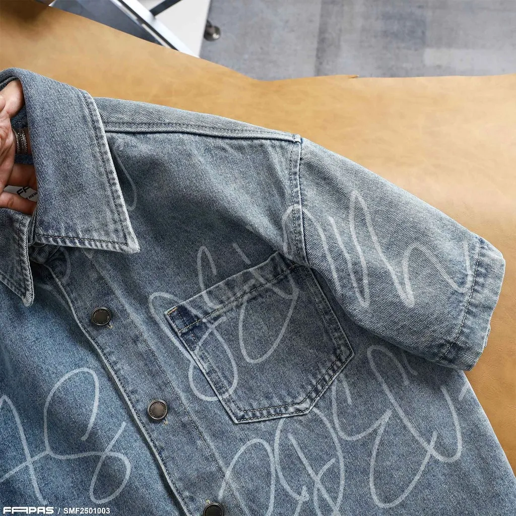 Ảnh Áo Sơ Mi Tay Ngắn Nam Ago Chất Liệu Jean Form Relaxed Chính Hãng Fapas 4