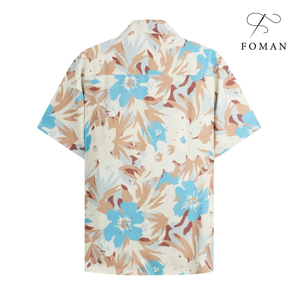 Ảnh Áo sơ mi tay ngắn Nam chính hãng FOMAN hoạ tiết Lá Phong Maple Leaf vải Lụa, thoáng mát, thấm hút, không nhăn | FM-64 2