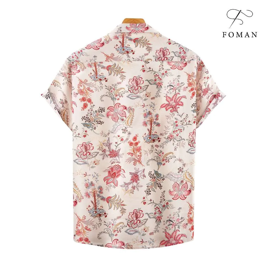 Ảnh Áo sơ mi tay ngắn nam FOMAN chính hãng, hoạ tiết BLOSSOMING FLOWERS, vải Lụa Mango thoáng mát, thấm hút, mềm mịn | FM-75 2