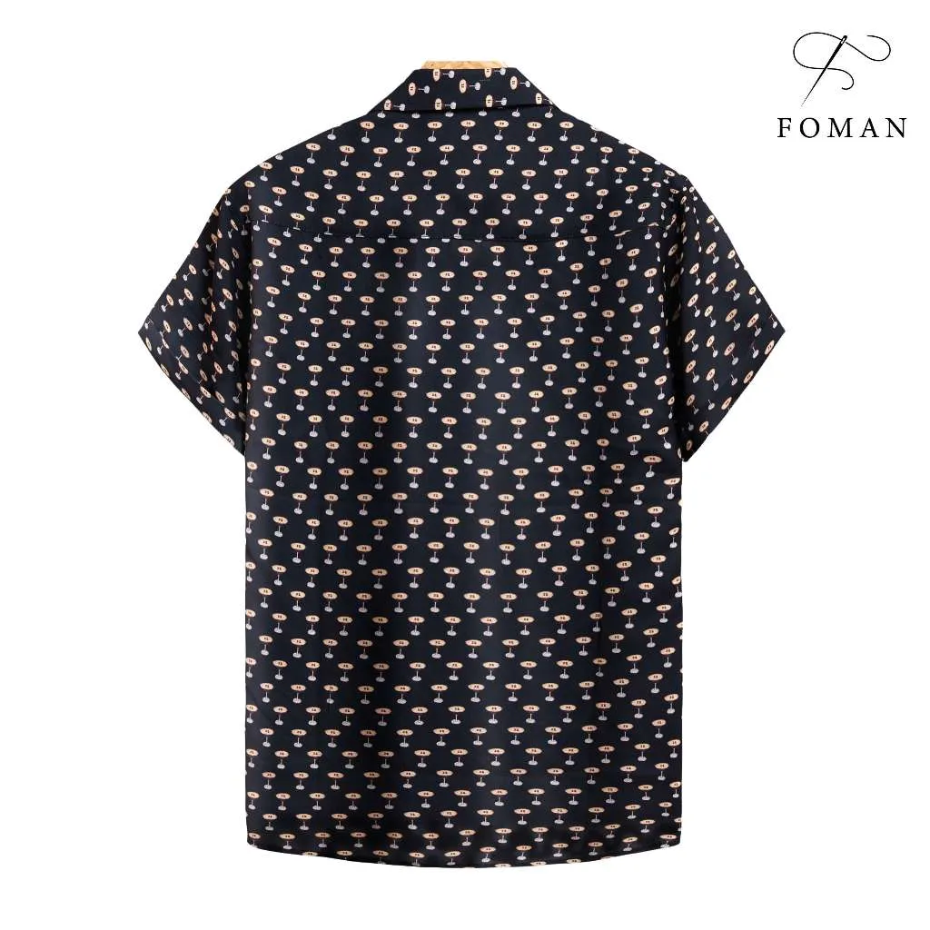 Ảnh Áo sơ mi tay ngắn Nam FOMAN Hoạ tiết THE BUZZ AROUND TOWN vải Lụa Mango Cao cấp thoáng mát, mềm mịn 2