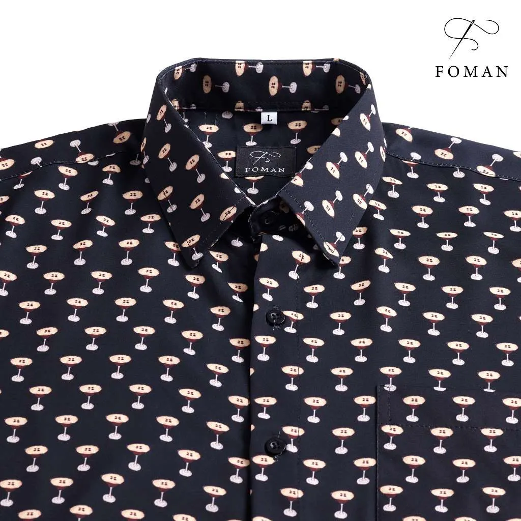 Ảnh Áo sơ mi tay ngắn Nam FOMAN Hoạ tiết THE BUZZ AROUND TOWN vải Lụa Mango Cao cấp thoáng mát, mềm mịn 3