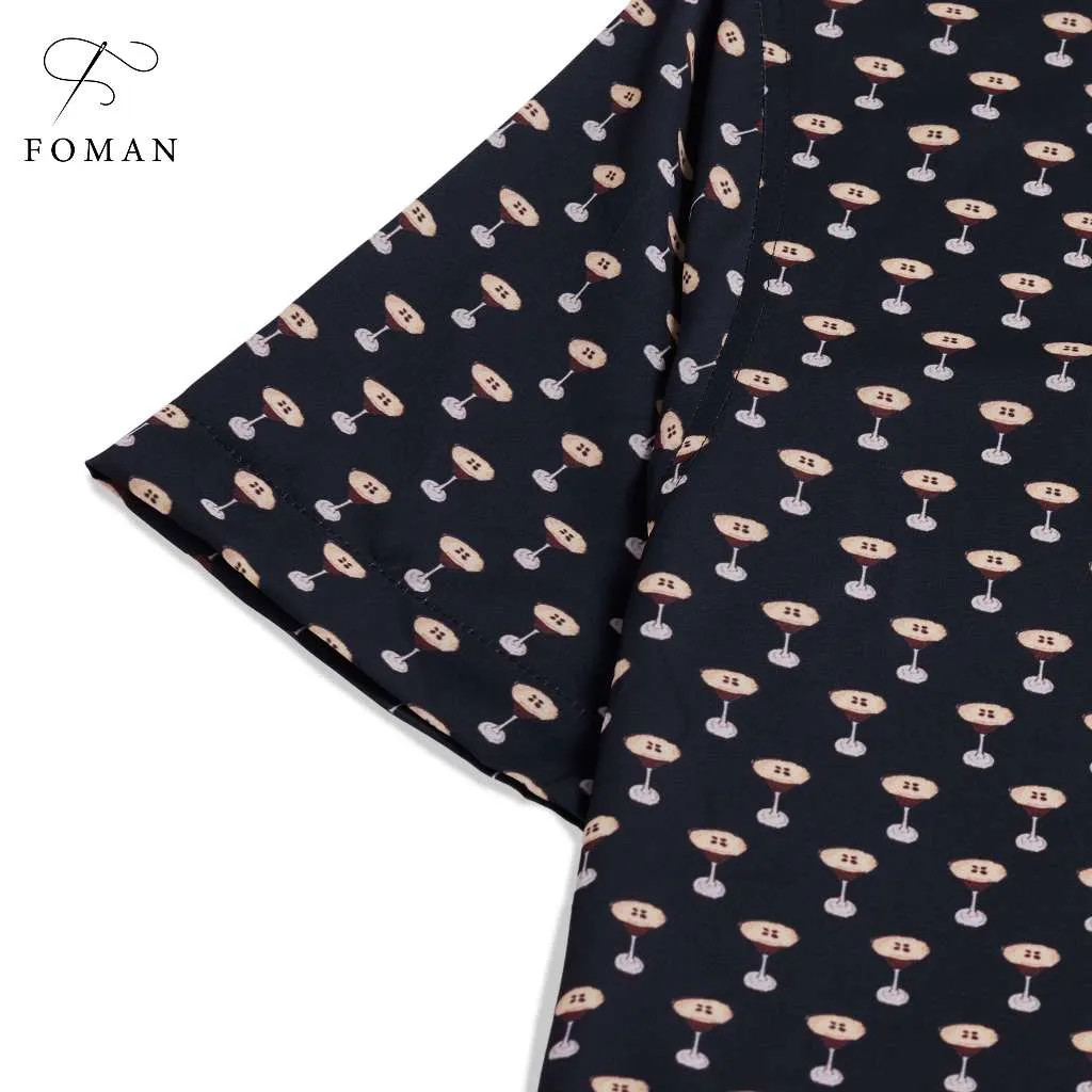 Ảnh Áo sơ mi tay ngắn Nam FOMAN Hoạ tiết THE BUZZ AROUND TOWN vải Lụa Mango Cao cấp thoáng mát, mềm mịn 4