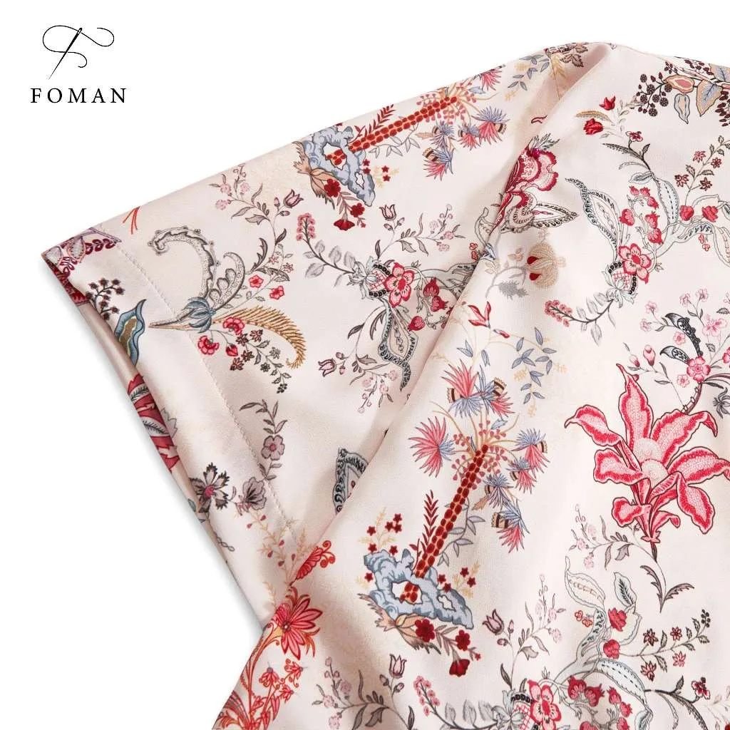 Ảnh Áo sơ mi tay ngắn nam FOMAN chính hãng, hoạ tiết BLOSSOMING FLOWERS, vải Lụa Mango thoáng mát, thấm hút, mềm mịn | FM-75 4