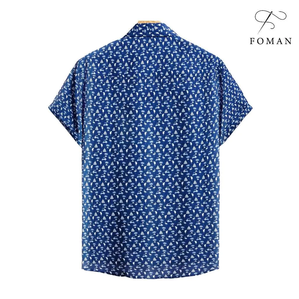 Ảnh Áo sơ mi tay ngắn Nam FOMAN Hoạ tiết THE AFTERNOON ROUND vải Lụa Mango Cao cấp mềm mịn, thoáng mát 2