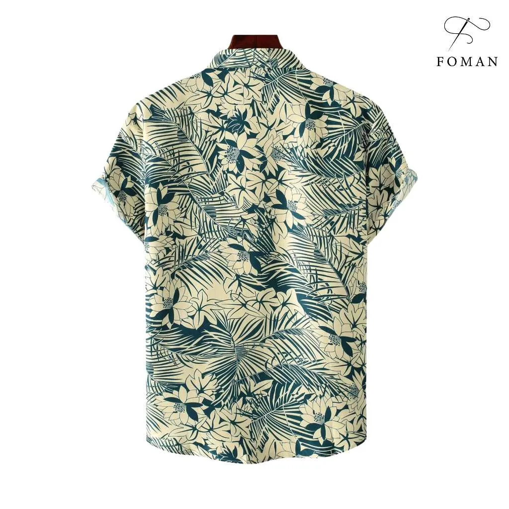 Ảnh Áo sơ mi tay ngắn nam FOMAN chính hãng, hoạ tiết Tropical Plant, vải Lụa Mango thoáng mát, thấm hút, mềm mịn, không nhăn 2