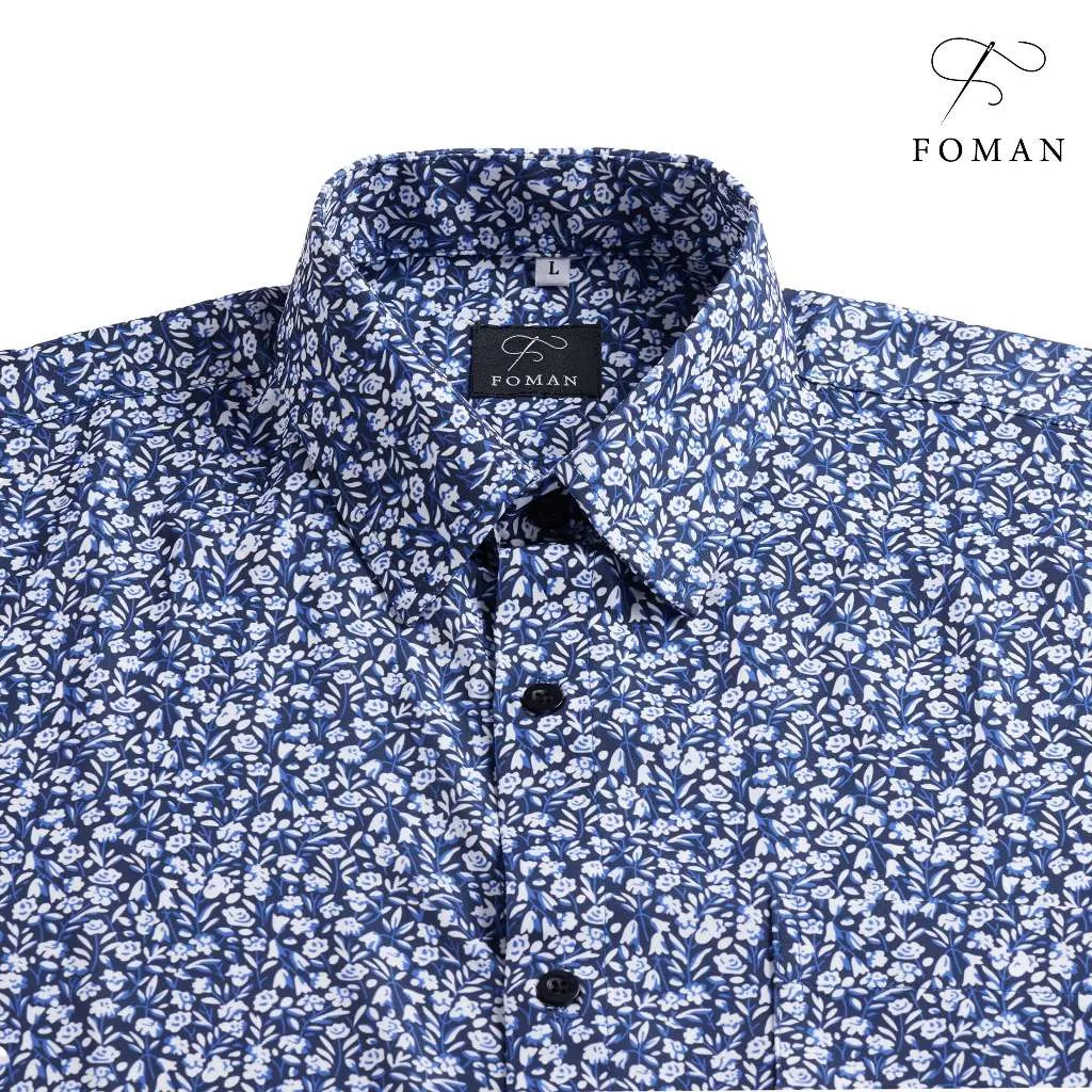 Ảnh Áo sơ mi tay ngắn Nam FOMAN Hoạ tiết BARBA FLORAL vải Lụa Mango Cao cấp mềm mịn, thoáng mát, co giãn 3
